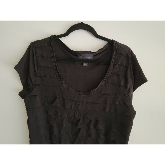 I.N.C Womens Blouse Black Tier Ruffle Short Sleeve Layered Size XL - Picture 3 of 6